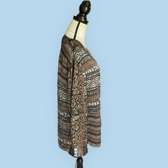 Laura Ashley Woman 100% Silk Mixed Animal Print Cardigan Top Plus 2X 16 18 Brown - Picture 6 of 7